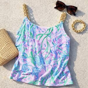 Lilly Pulitzer Cannavale Cami Top NWT XS Metallic Strap Resort